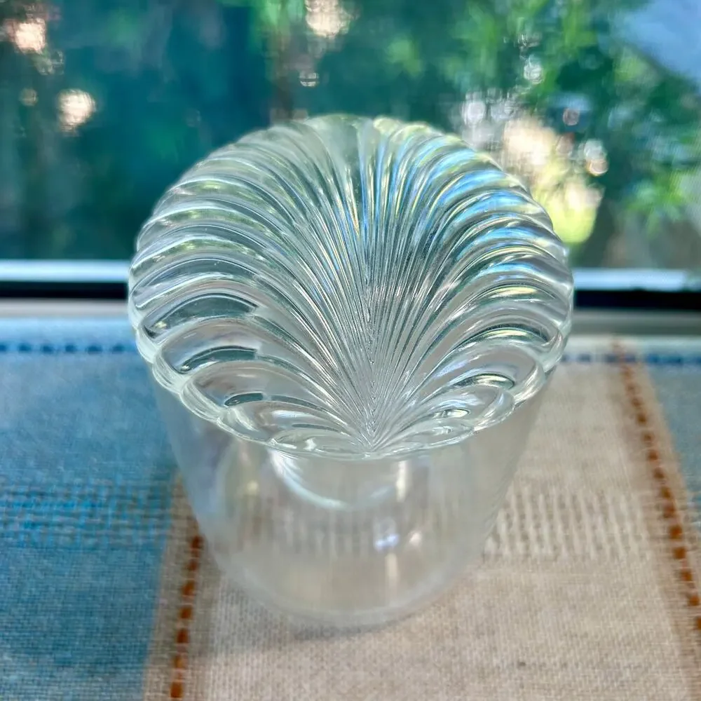 Vintage Lucite Vanity Jar with Seashell Lid – Acrylic Powder Jar Storage